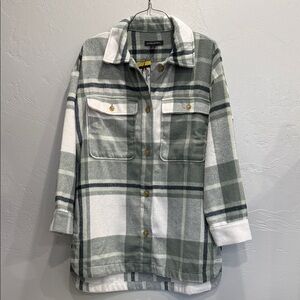 NWT Banana Republic Green and White Plaid Utility Jacket